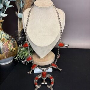 Red‎ Jasper Statement Necklace | Silver Tone Pendant | Southwestern Style